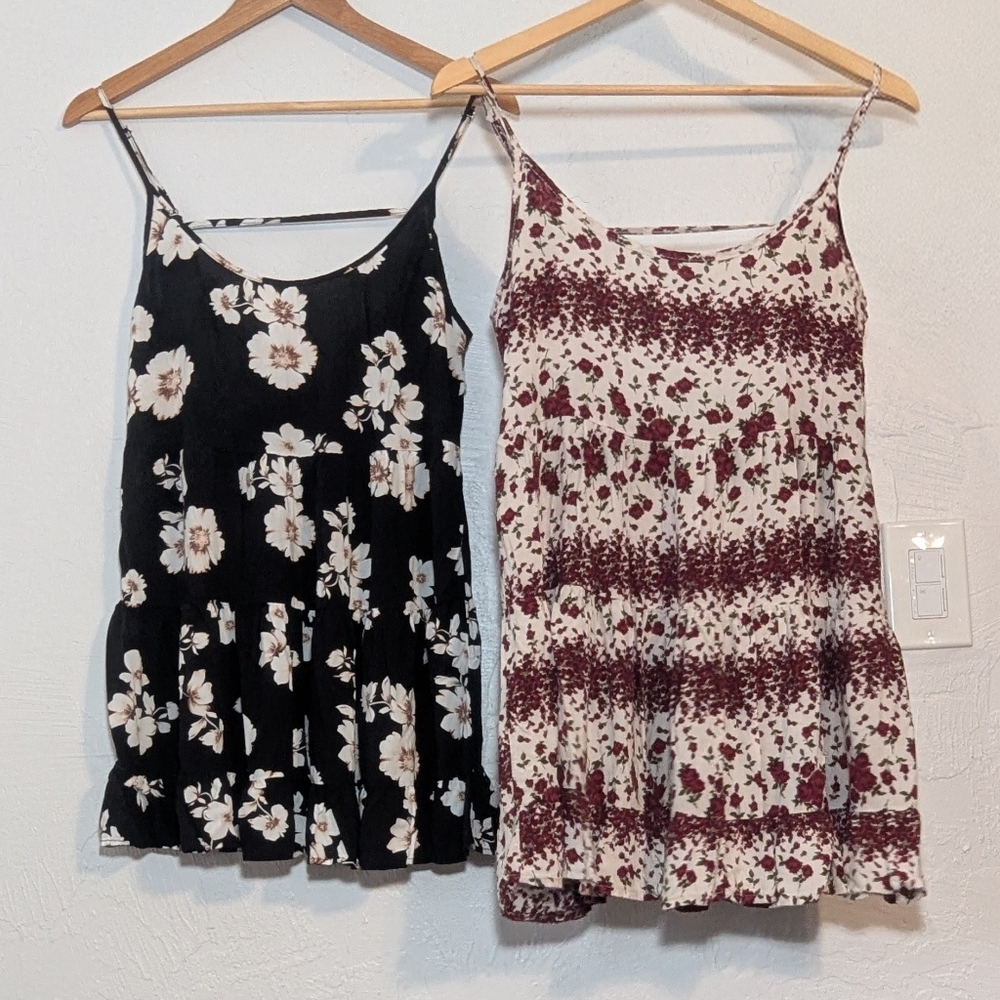 Brandy Melville 2pc Bundle Garden Floral Tank Top Blouse Lightweight Flowy Boho